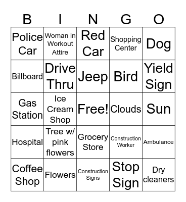 Scenic Bingo!!! Bingo Card