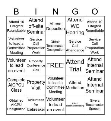 Development and Education Bingo Card