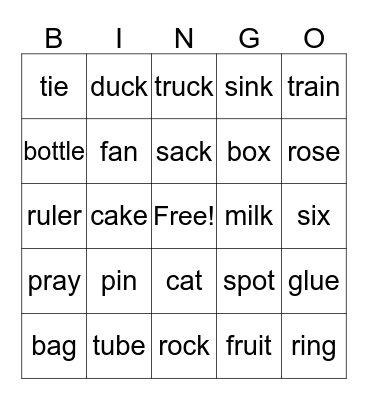 Vowels Bingo Card