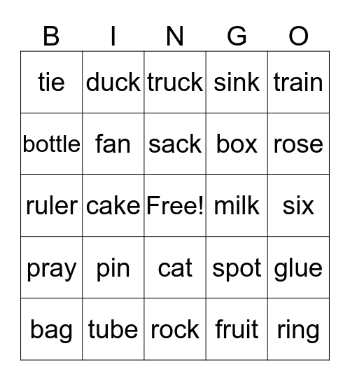 Vowels Bingo Card