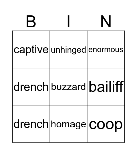 A Very Old Man with Enormous Wings Bingo Card