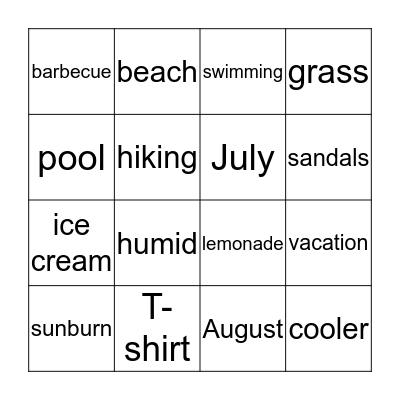 Summer Bingo! Bingo Card