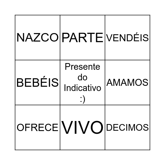 ESPANHOL Bingo Card