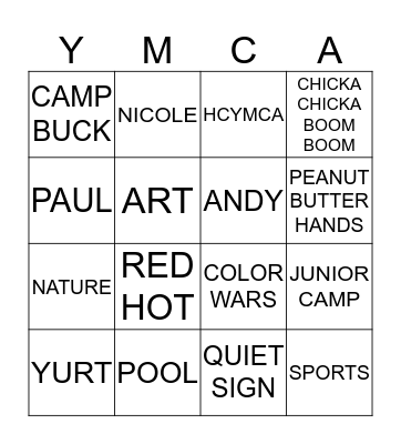 CAMP CARR Bingo Card