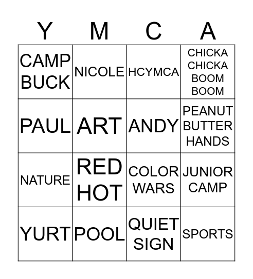 CAMP CARR Bingo Card