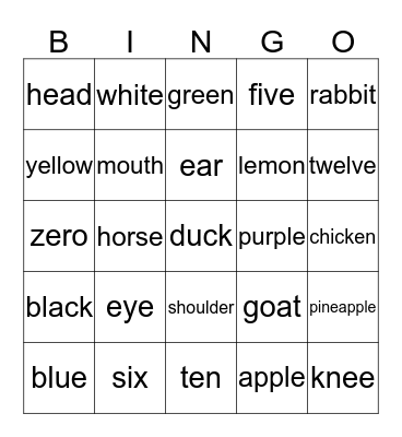 English Puscarpampa Bingo Card