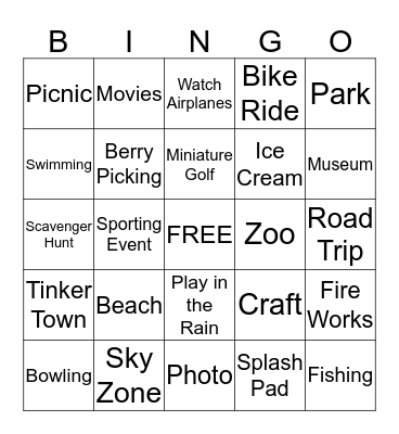 Summer 2017 Bingo Card