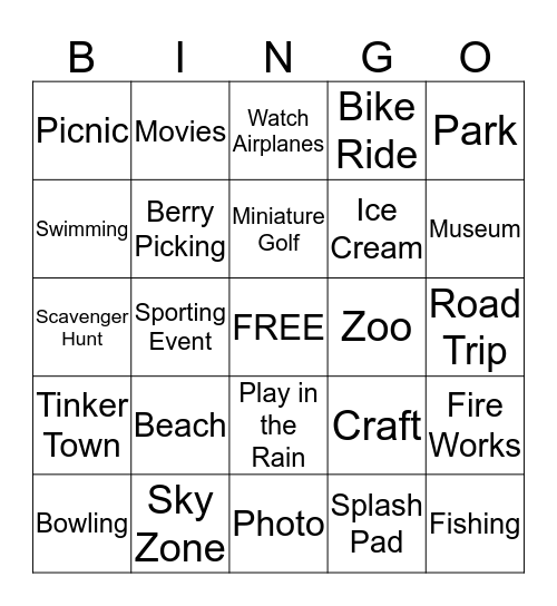 Summer 2017 Bingo Card