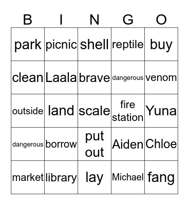 My Neighbourhood Bingo Card