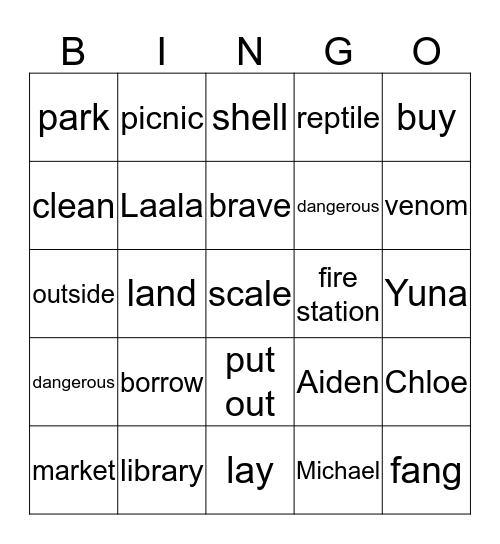 My Neighbourhood Bingo Card