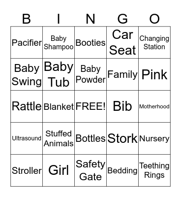 Baby Shower Bingo Card