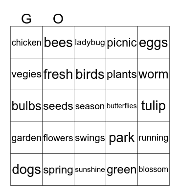 spring Bingo Card