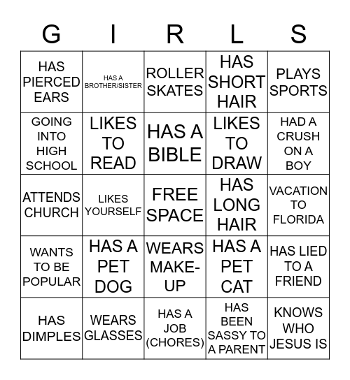 TRUE BEAUTY Bingo Card