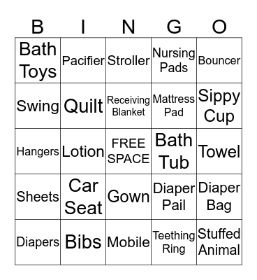 BABY GIFT BINGO Card