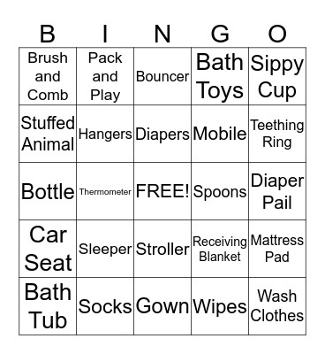 BABY GIFT BINGO Card