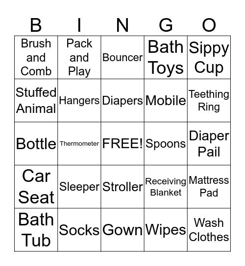 BABY GIFT BINGO Card