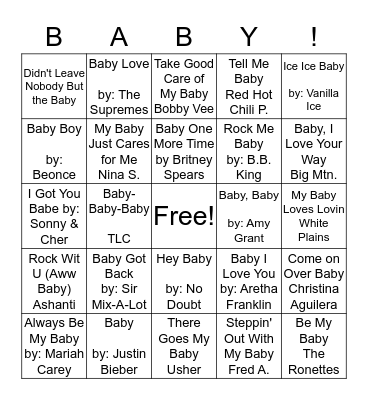 Baby Bingo Card