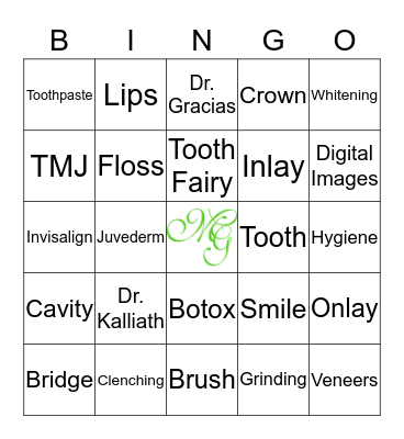 Dental Bingo Card