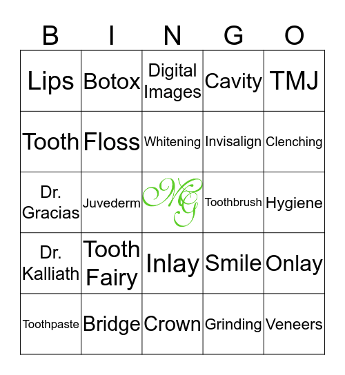 Dental Bingo Card