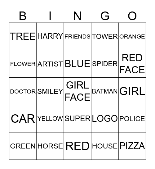 LEGOS Bingo Card