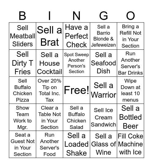 SERVER BINGO Card