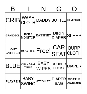 ALESHIA'S BABY SHOWER BINGO Card