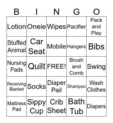 BABY GIFT BINGO Card