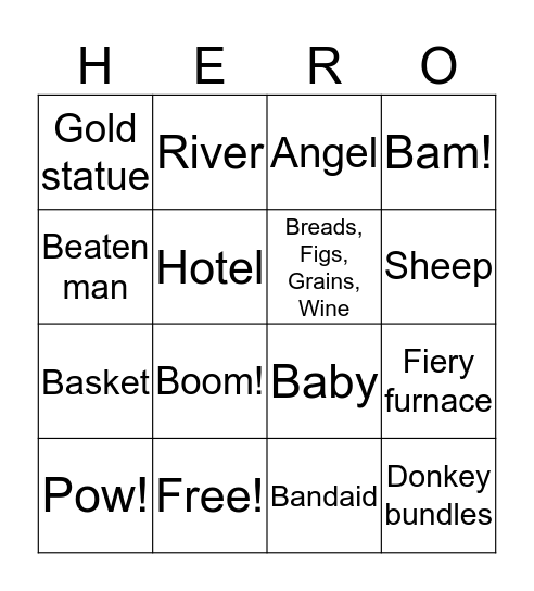 Super Heroes of the Bible Bingo Card