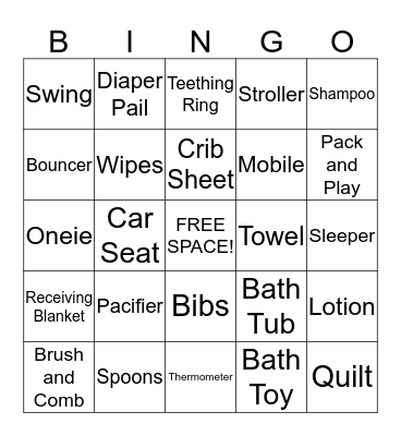 BABY GIFT BINGO Card
