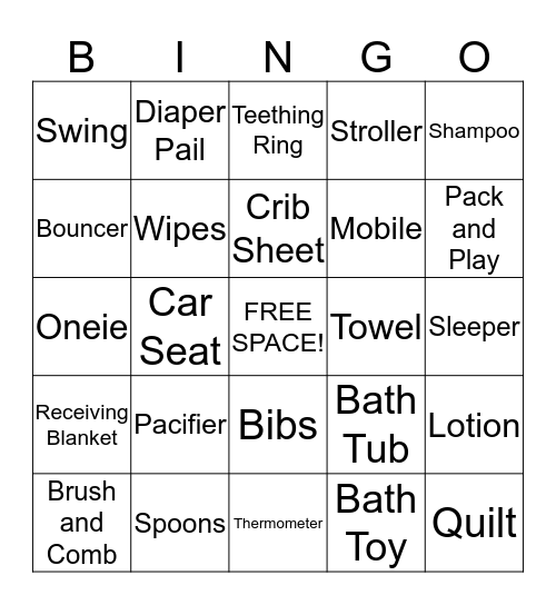 BABY GIFT BINGO Card