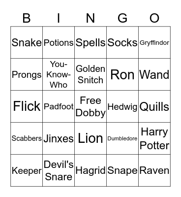 Harry Potter Bingo Card