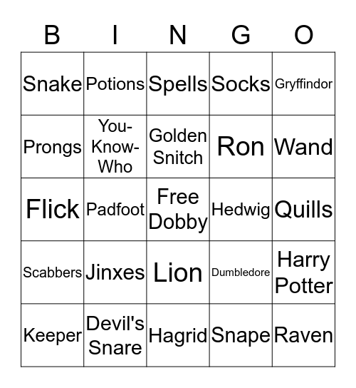 Harry Potter Bingo Card