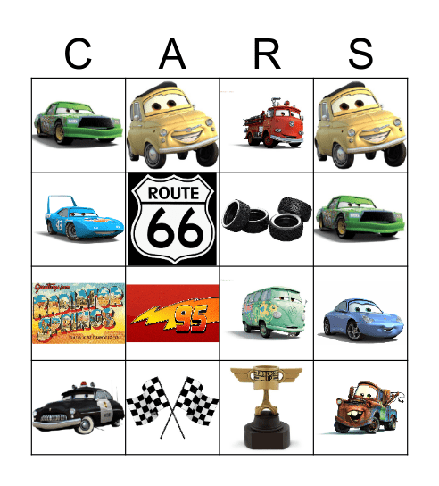 Cars Bingo Card