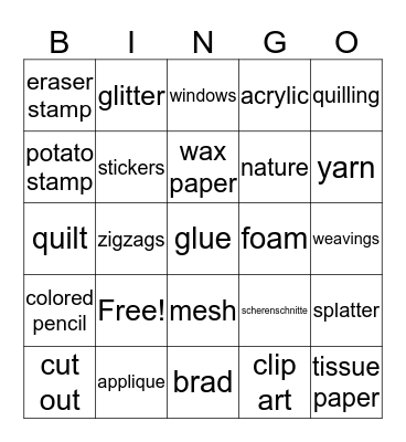 Handmade card Bingo Card