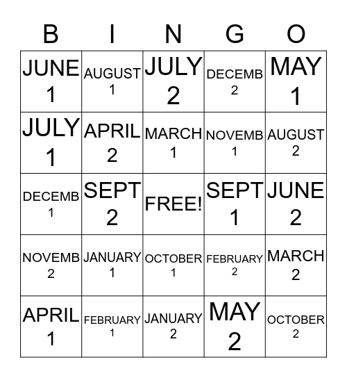 ACTIVITY DAYS Bingo Card
