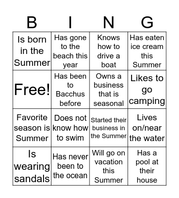 Find someone who... Bingo Card