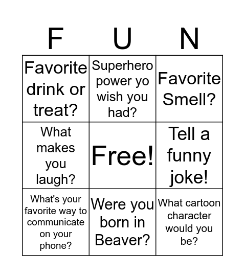 Girls Camp Bingo! Bingo Card