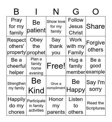 Kindness Begins with Me Bingo Card