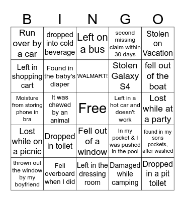 Short Description Bingo 'My phone ...' Bingo Card