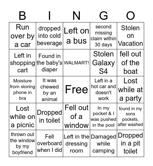 Short Description Bingo 'My phone ...' Bingo Card