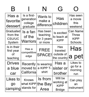 Find Someone Who... Bingo Card