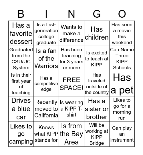 Find Someone Who... Bingo Card