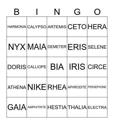Greek Alphabet Bingo Card