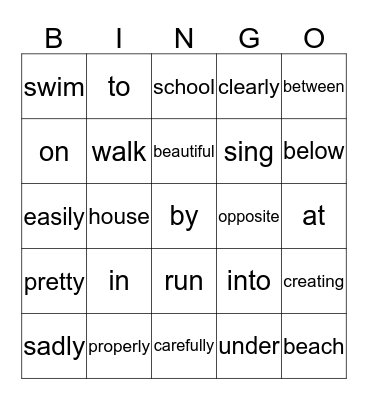 Grammar Bingo Card