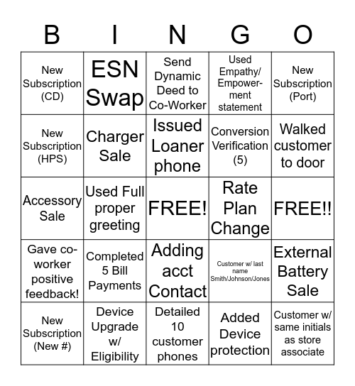 TOPS Launch Bingo Card