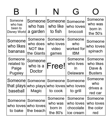 Family Who's Who Bingo Card