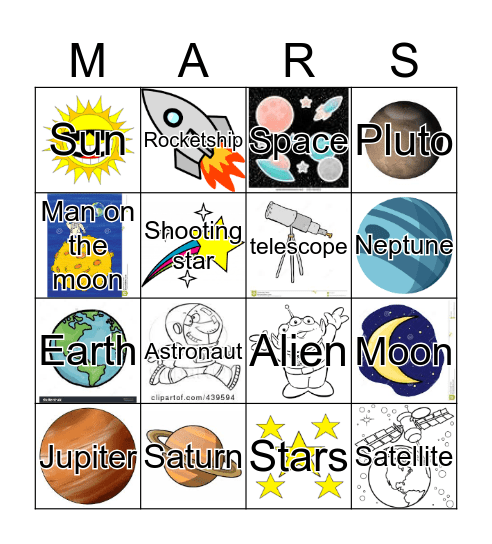 Planetary Bingo  Bingo Card