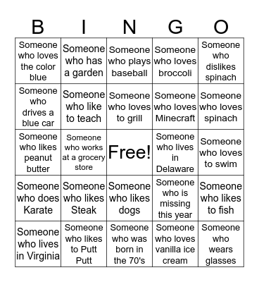 Family Who's Who Bingo Card