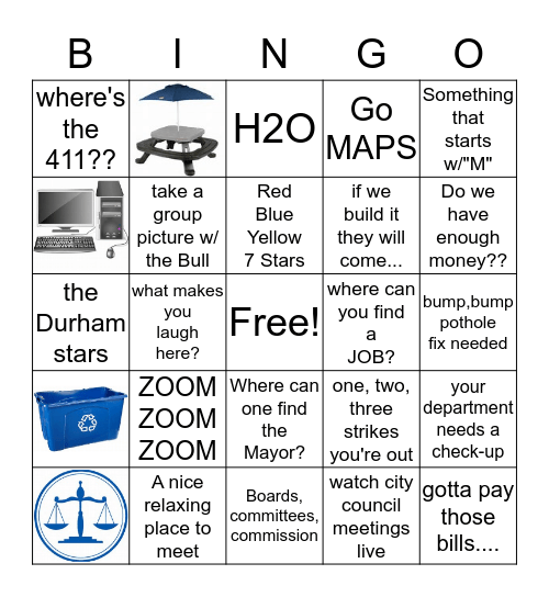 City Hall BINGO Card