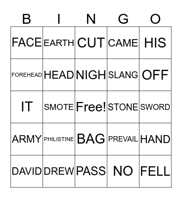 DAVID & GOLIATH Bingo Card